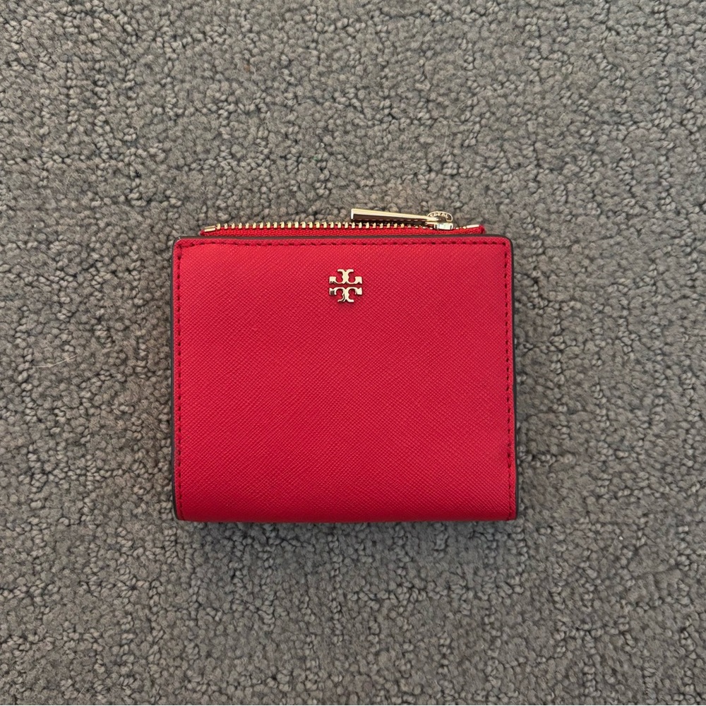 Tory Burch Emerson Mini Wallet in Brilliant Red - NEW WITH TAG
